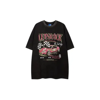 Trendy Funny Cartoon Car Print Short Sleeve T shirt