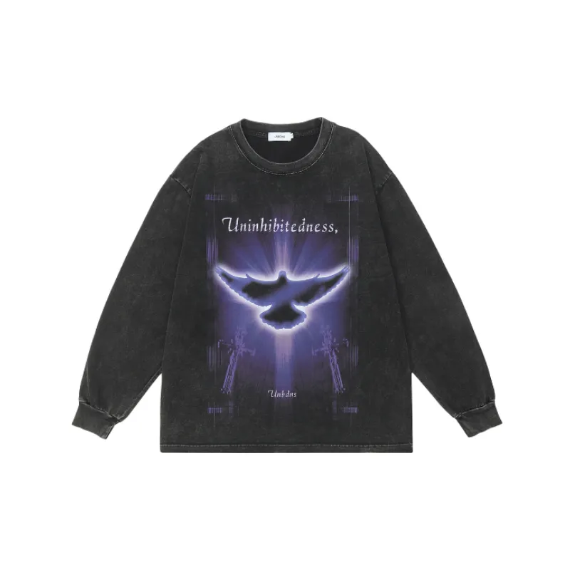 Design Washed Long Sleeve T Shirt