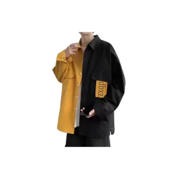 Colorblock Long Sleeved Trendy Versatile Shirt