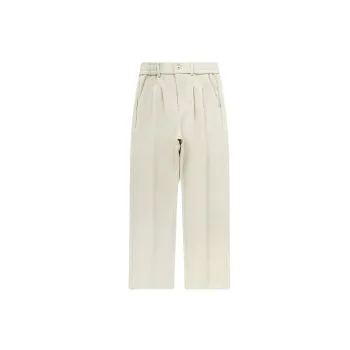 Simple Loose Blended Synthetic Fabrics Suit Trousers