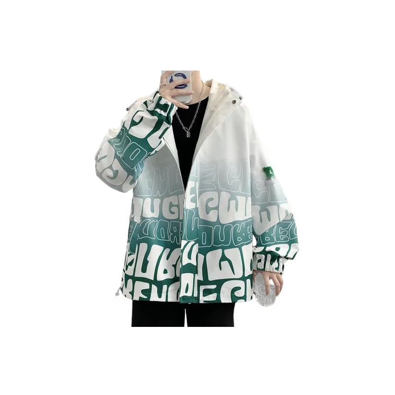 Functional Casual Trendy Gradient Letter Print Hoodie-1