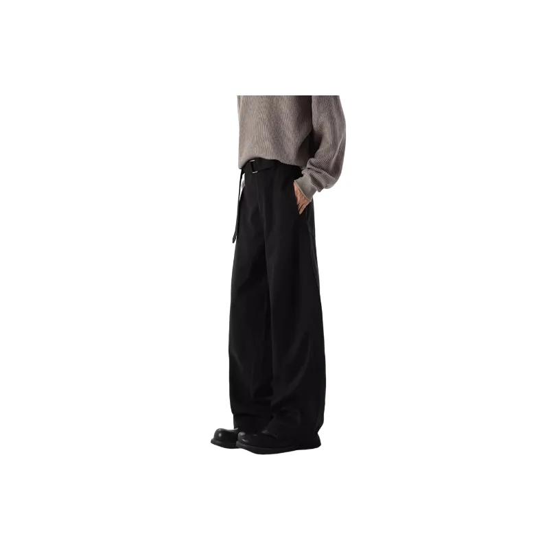 Casual Retro Polyester Suit Trousers-3