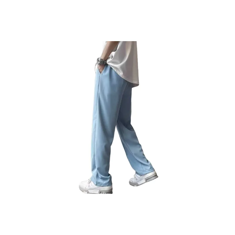 Simple Plain Polyester Casual Pants-7