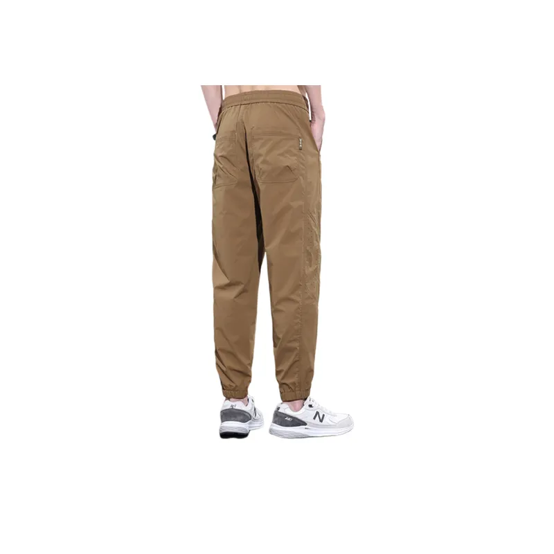 Solid Color Elastic Waist Loose Casual Pants-3