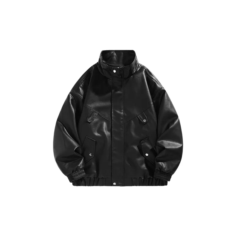 Retro Simple PU Jacket Women-0