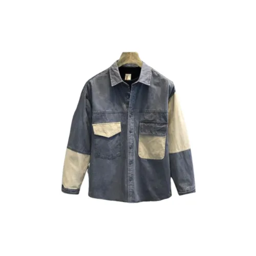 Vintage Stitching Workwear Long Sleeve Shirt