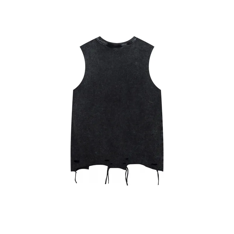 Washed Old Cut Abstract Printed Vest swag OOTD-8