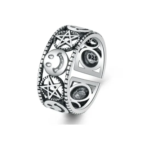 Fashionable Five Pointed Star Smiley Face Ring