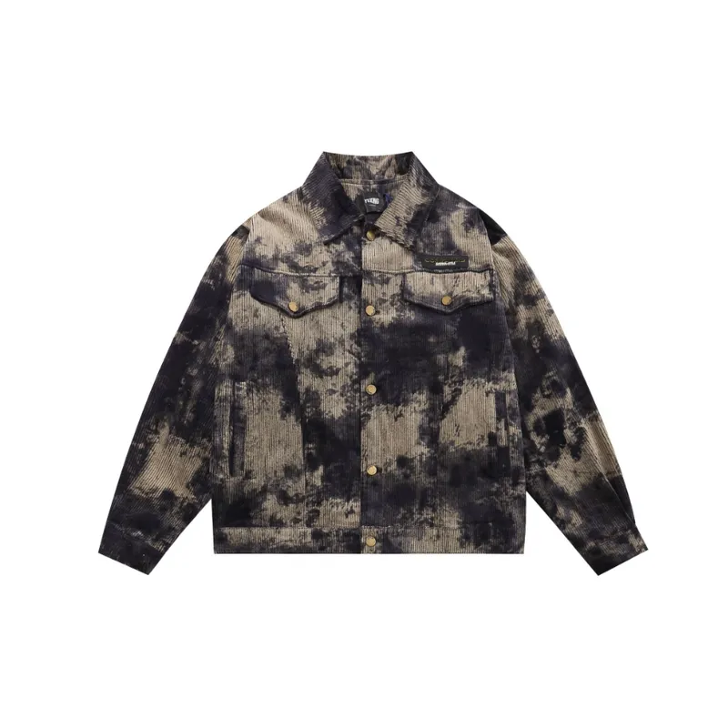 Tie Dye Gradient Retro Corduroy Jacket-3