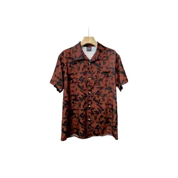 Ice Silk Cuban Collar Short sleeved Floral Shirt