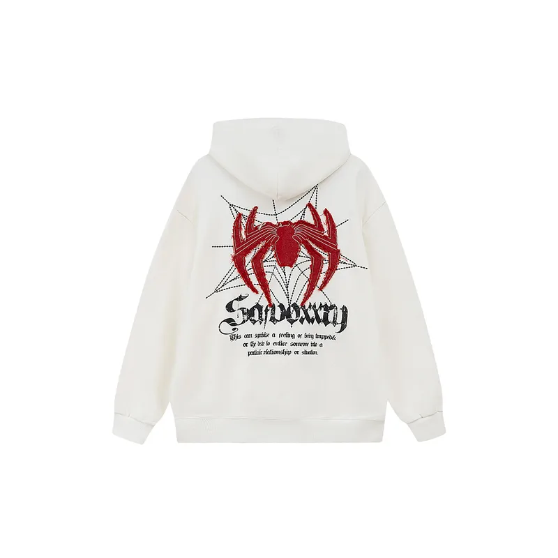 High Street Hiphop Spider Print Hooded Sweater-1