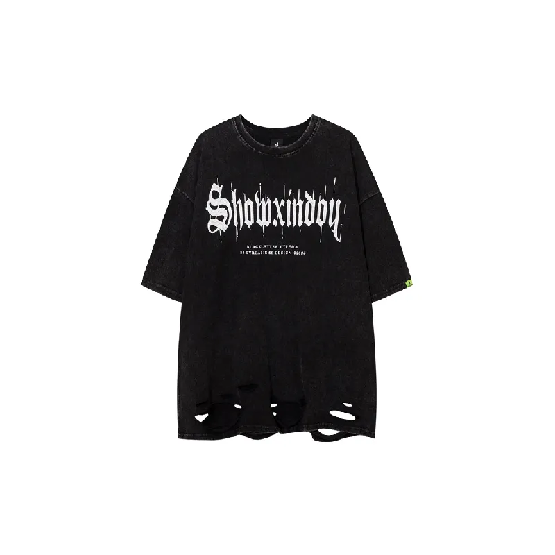 Street Loose Cotton Blended Fabric T Shirt-0