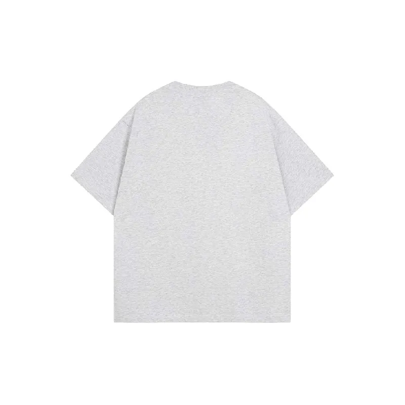 Retro Letter Cotton Blended Fabric T Shirt-1