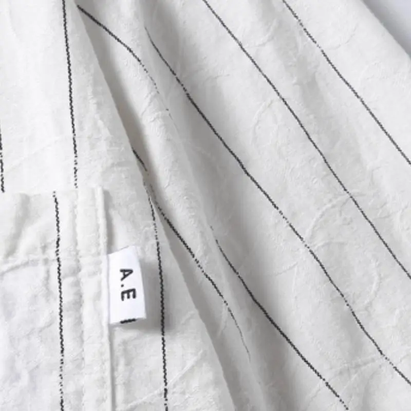 Retro Striped Linen Blend Fabric Shirt Unisex-3