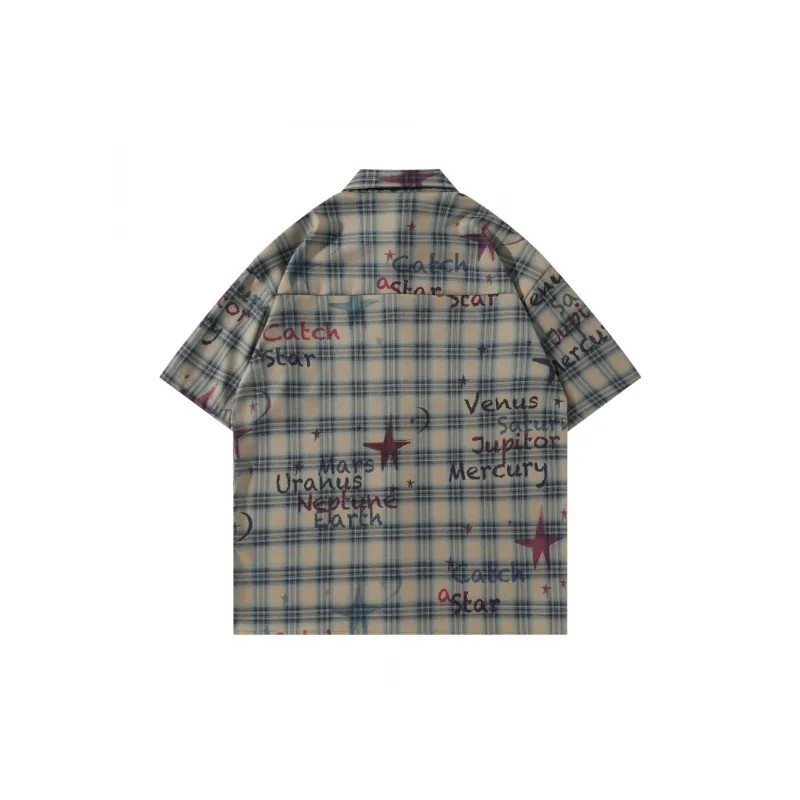Street Trend Plaid Short Sleeve Shirt-1