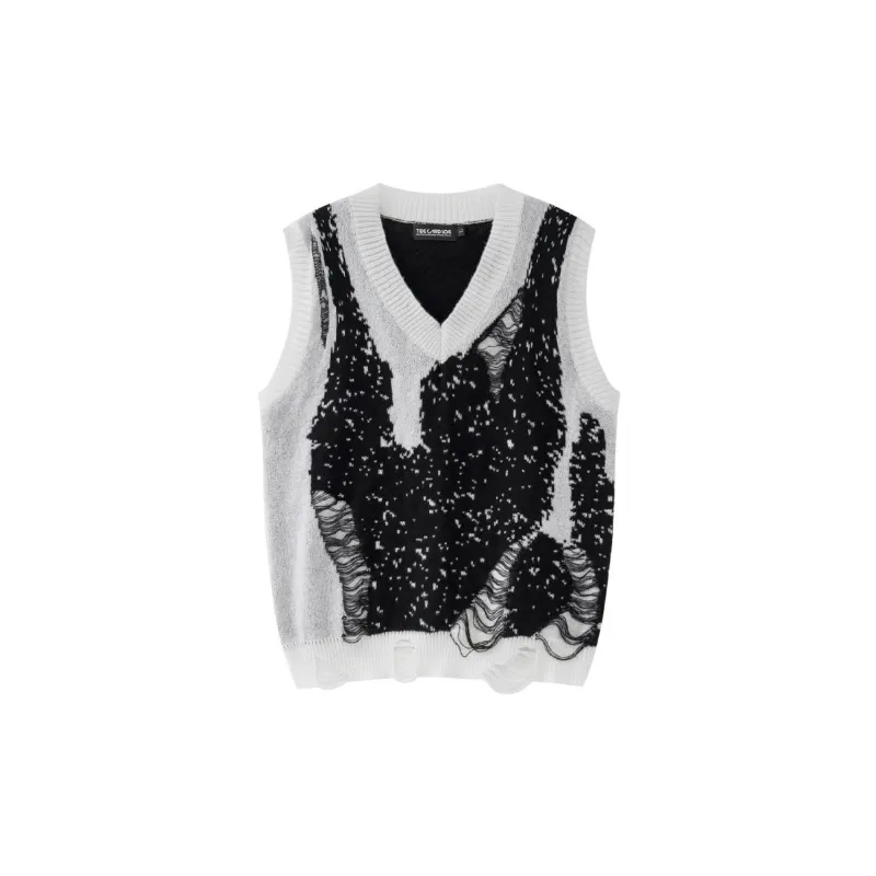 Color Matching V Neck Sweater Vest