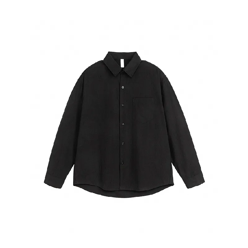 Loose Plain 100% Cotton Shirt Unisex-0