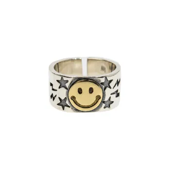 Five Pointed Star Smiley Face Ring