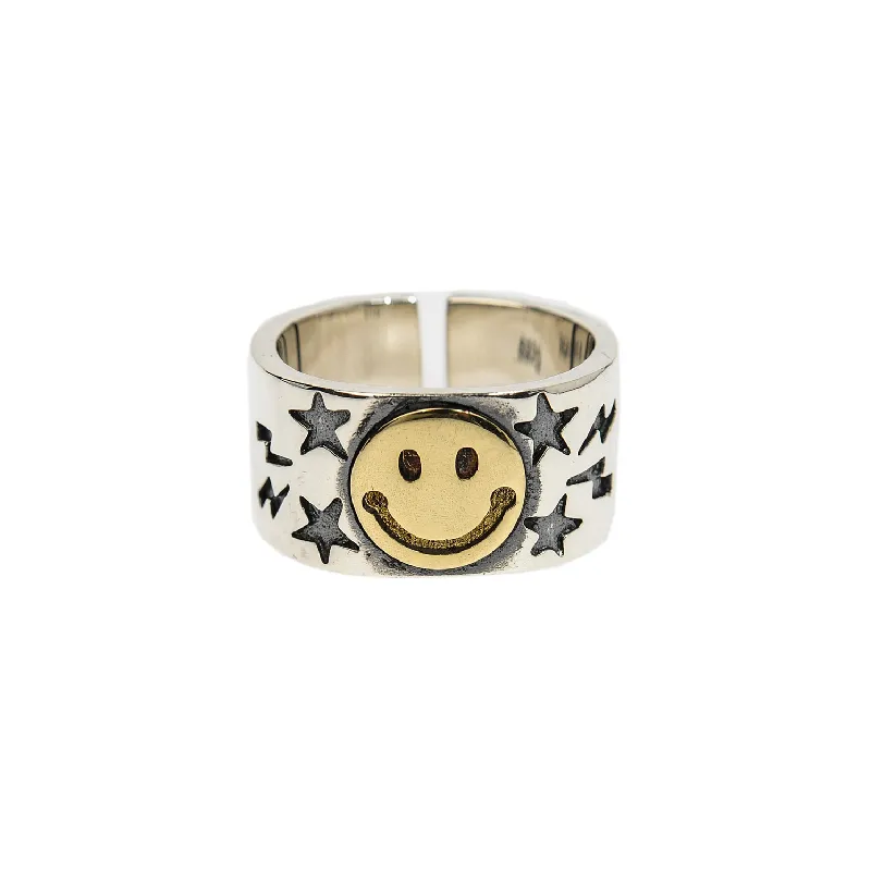 Five Pointed Star Smiley Face Ring-0