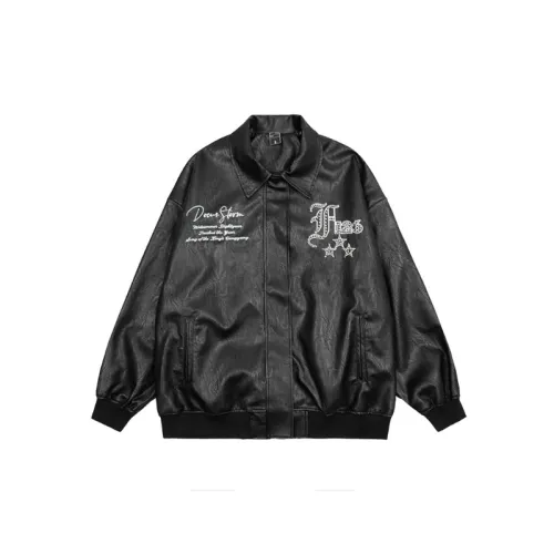 Retro High Street Dark Niche UP Leather Bead Baseball Suit