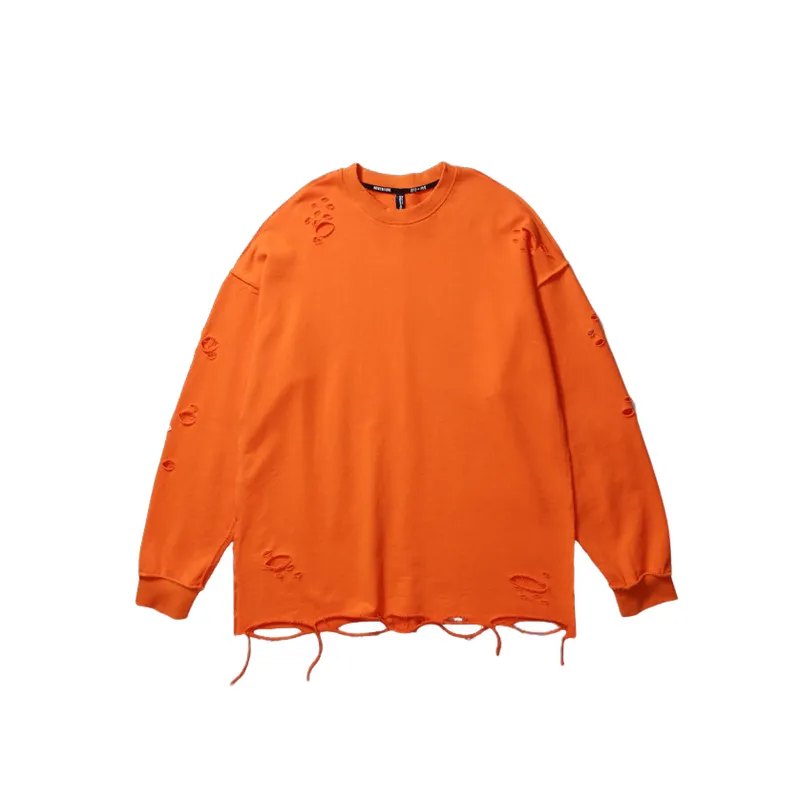 Distressed Lazy Loose Pullover Sweatshirt-2