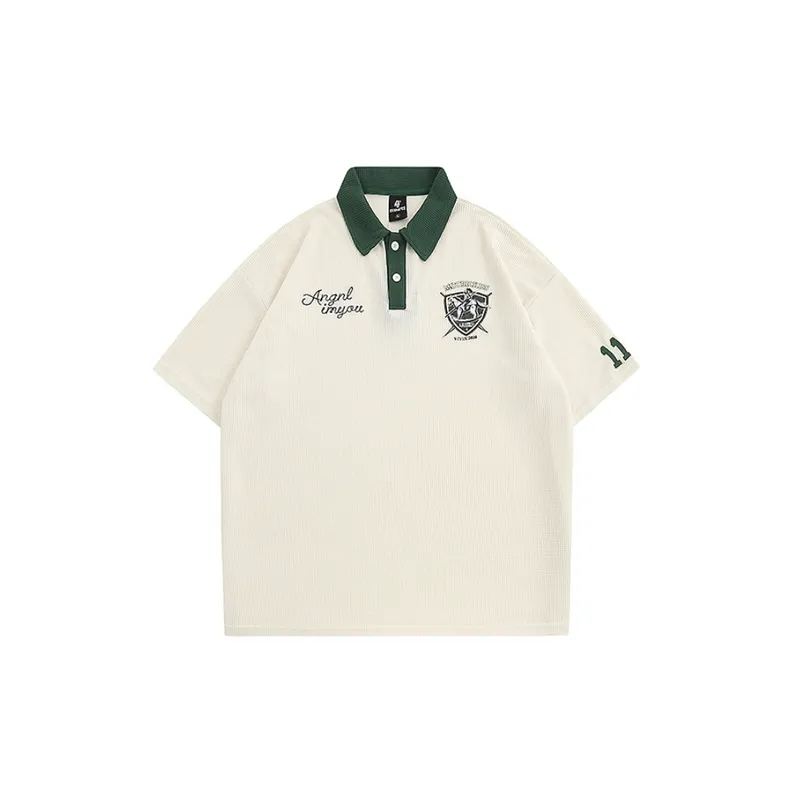 Trendy Retro Waffle Polo Shirt