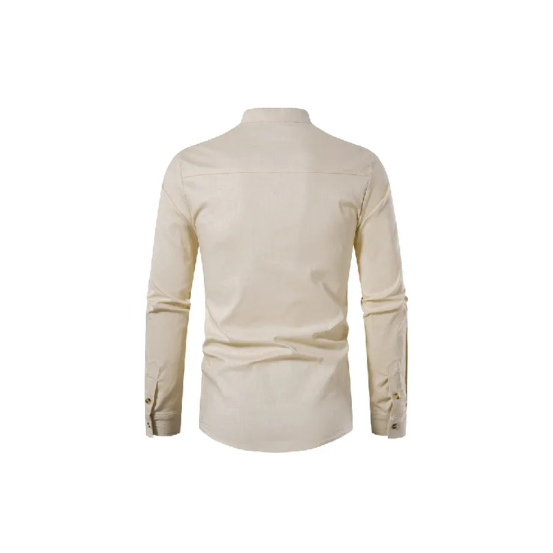Fashionable Plain Cotton Blended Fabric Shirt-7