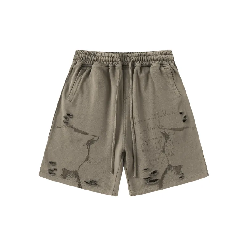 Tide Basic Paragraph Splicing Drawstring Shorts-6