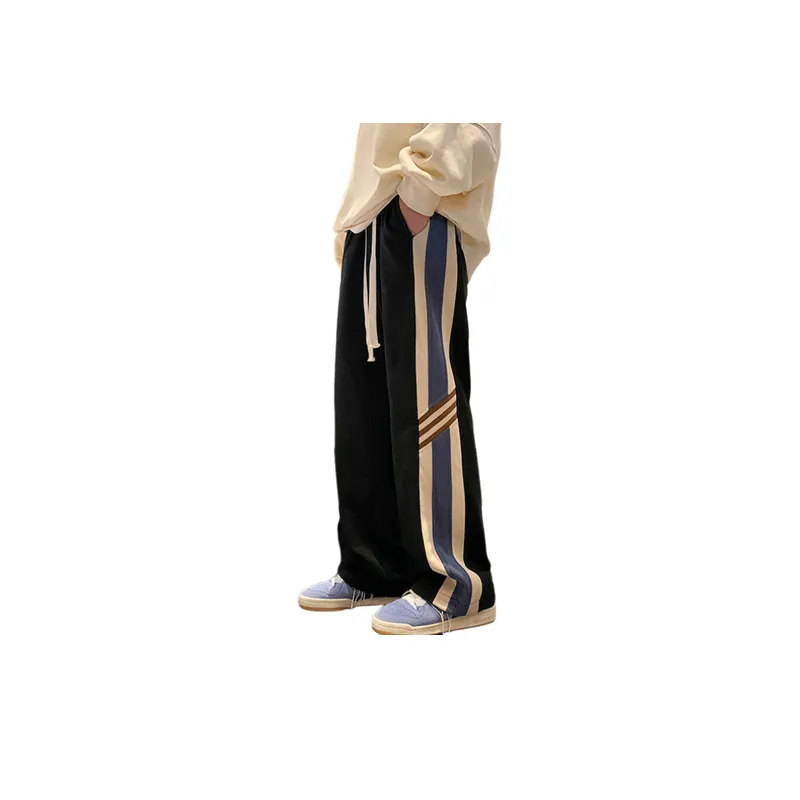 Striped Contrasting Color Stitching Sweatpants-0