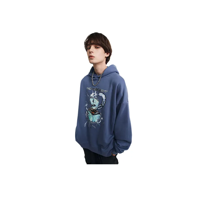 Judy Printing Personality High Hooded Sweatshirt-2