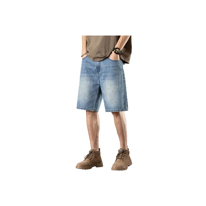 Casual Breathable Denim Shorts-0