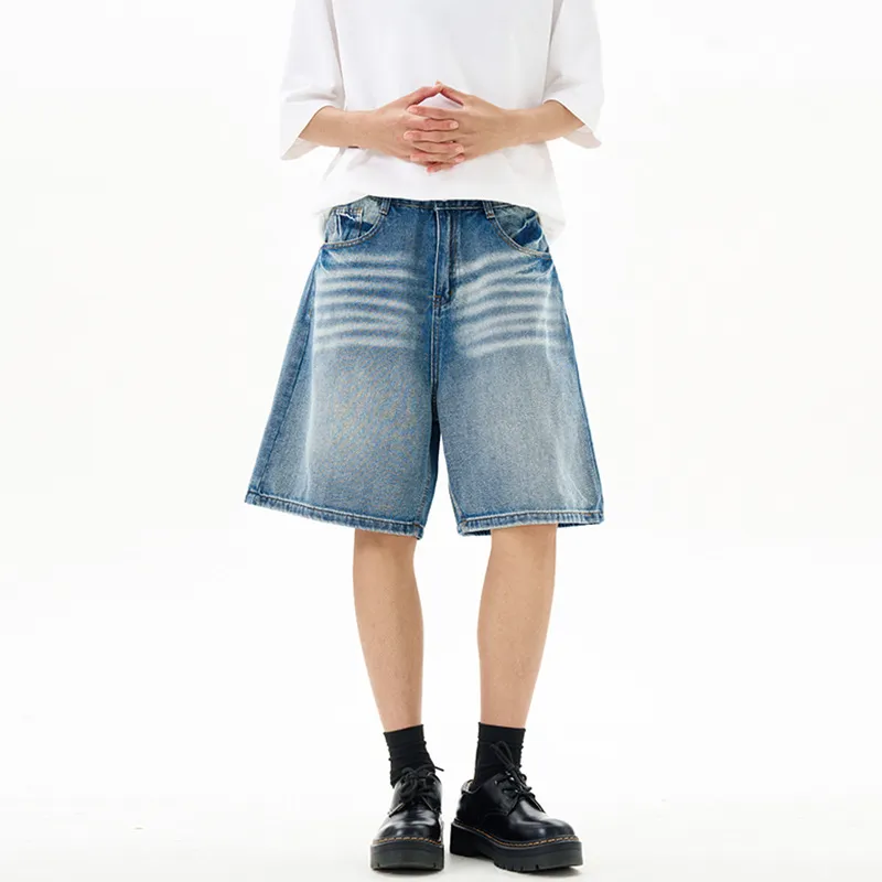 Retro Washed Denim Shorts-6