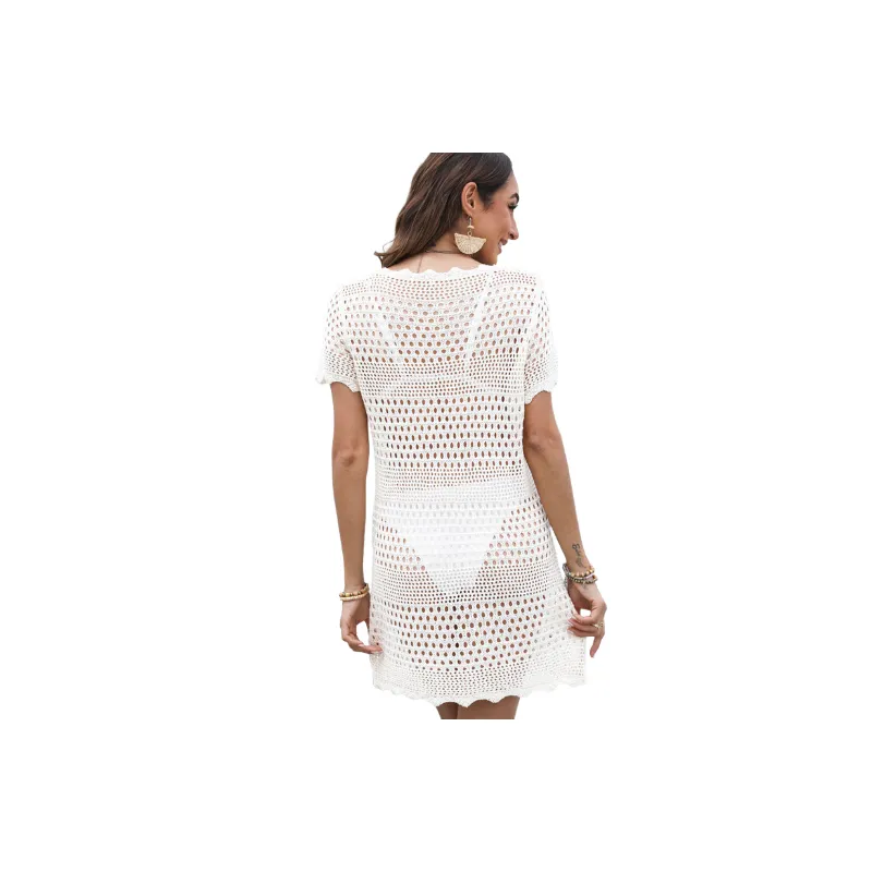 Fashionable Casual Cotton Blended Fabric Shorts Sleeved Dress Women-1
