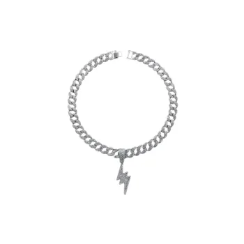 Cool Diamond Lightning Pendant Hip hop Cuban Necklace Jewelry