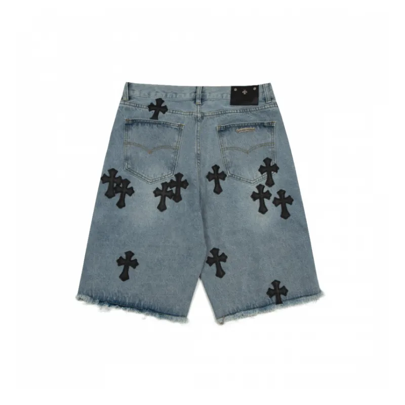 Fashionable Embroidered Denim Shorts-5
