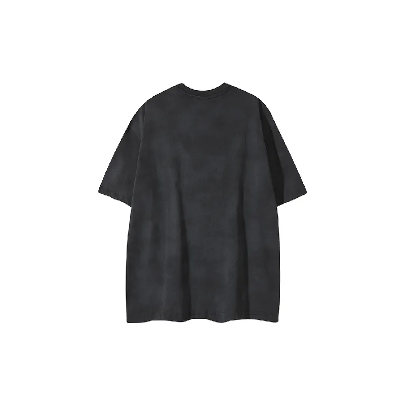 Tie Dye Letter Cotton Blended Fabric T Shirt-3