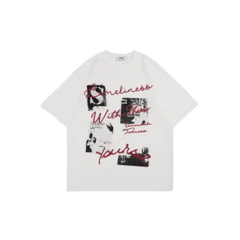 Retro Photo Collage Letter Short Sleeve T shirt