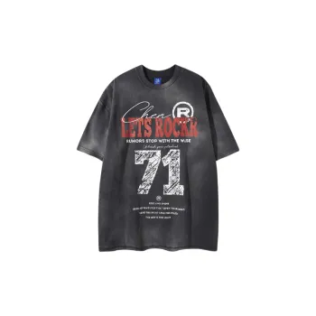 Distress Loose Cotton Blended Fabric T Shirt