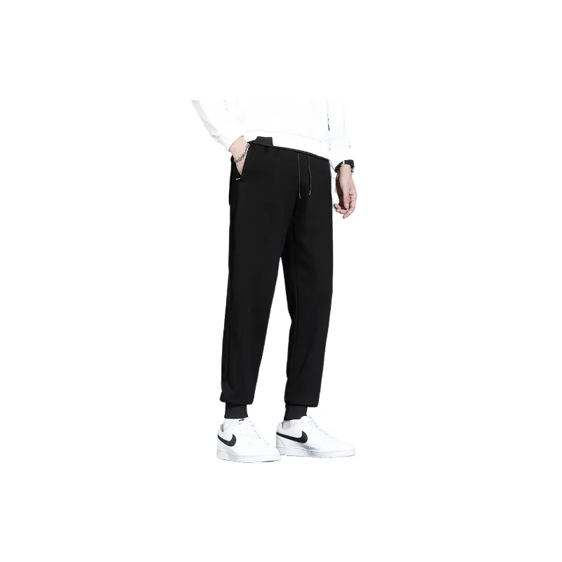 Plain Loose Cotton Blended Fabric Casual Pants Unisex-4