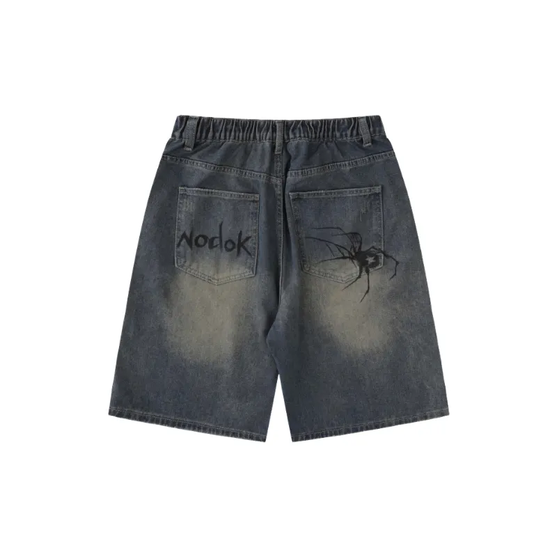 Simple Basics Spider Denim Shorts-1