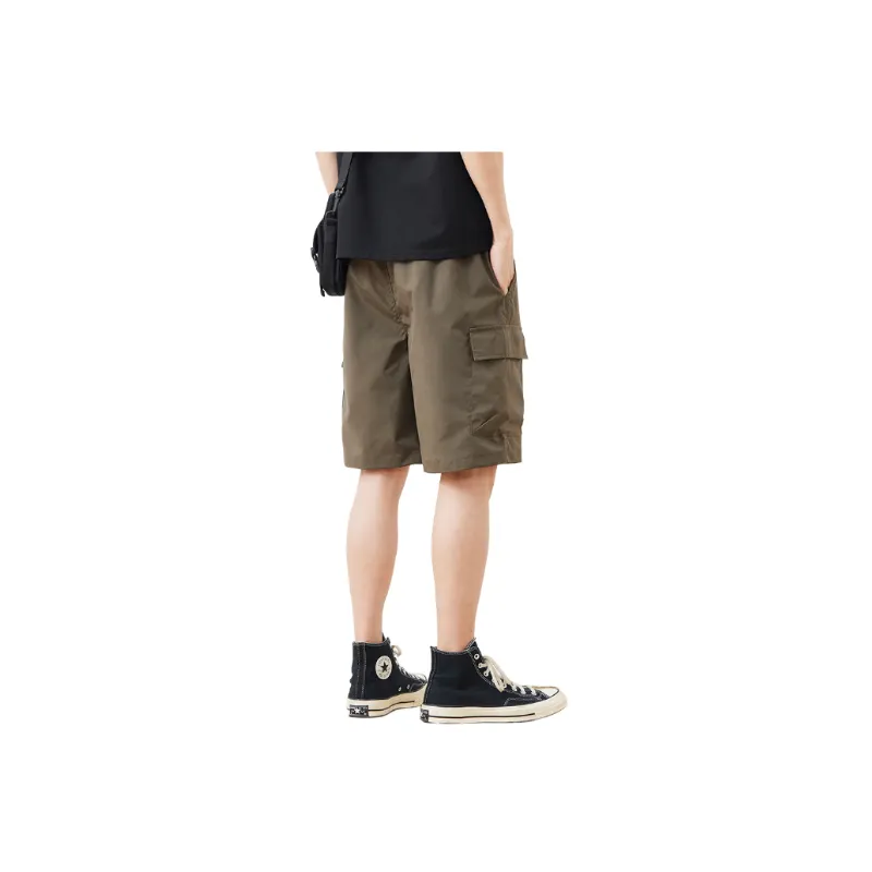 Loose Simple Polyester Cargo Shorts-1