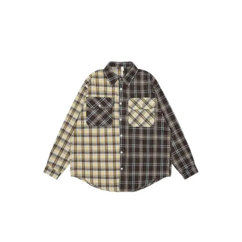 American Style Retro Long-sleeved Plaid Shirt Men's Trendy Spring And Autumn Hong Kong Style Loose Handsome Chanel Style Color-block Shirt For Couple