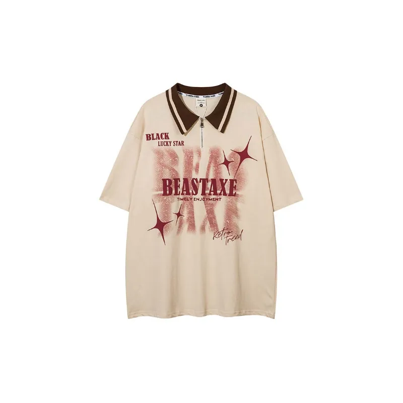 Trendy Graffiti Loose Casual Polo Shirt-3