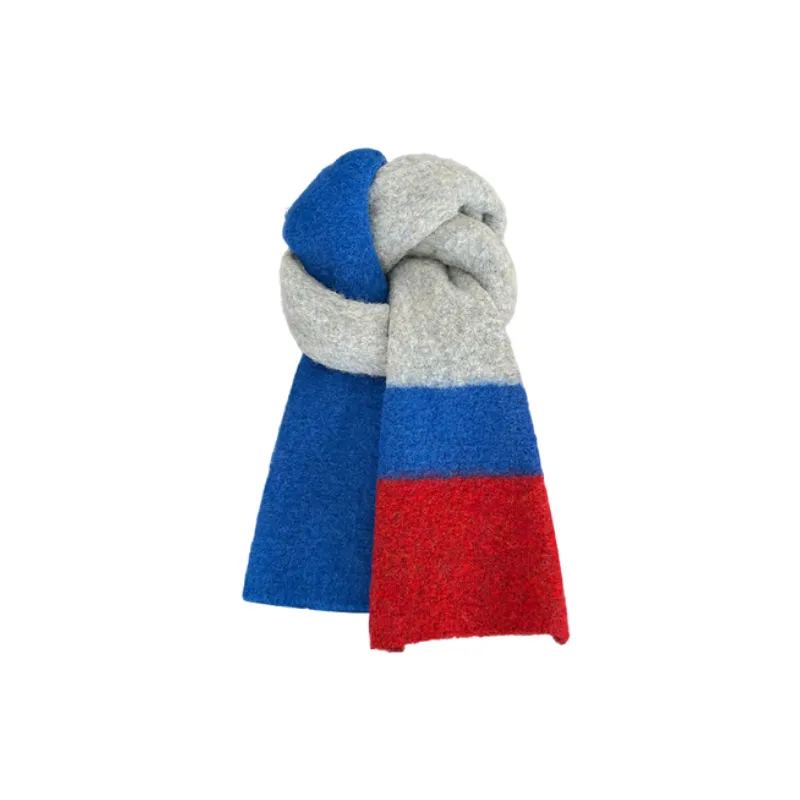 Casual Contrast Color Warm Knit Scarf-1