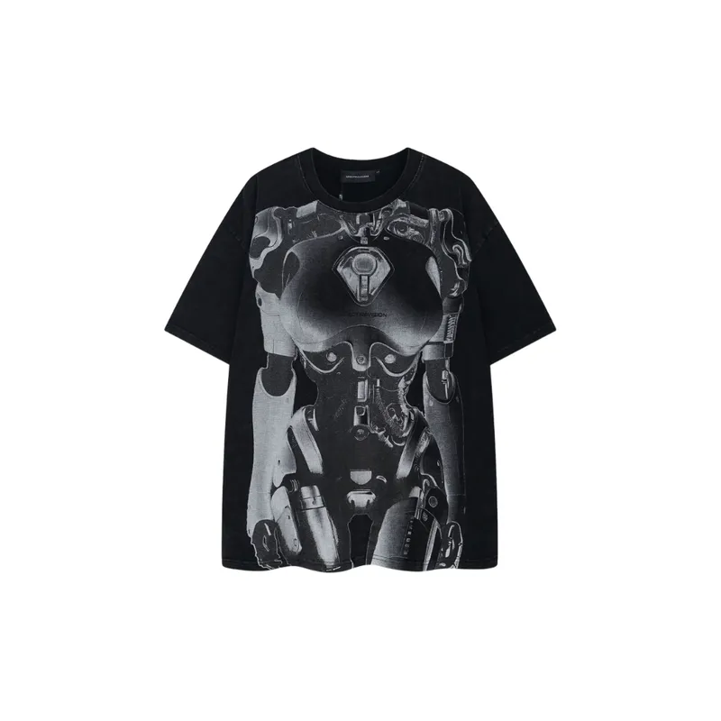Retro Hiphop Distressed Short Sleeved T Shirt-0