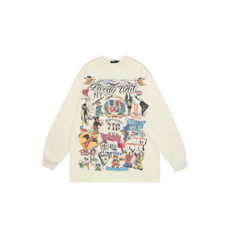 Oversize Graffiti Long Sleeved T Shirt-6
