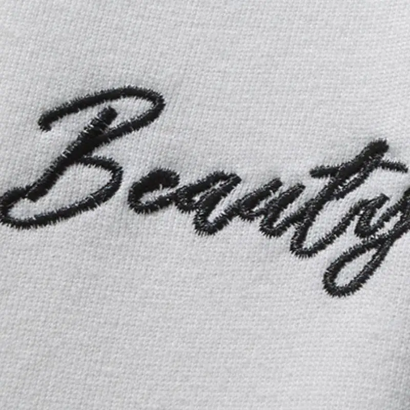 Solid Color Embroidered Letter Fleece lined Sweatshirt-3