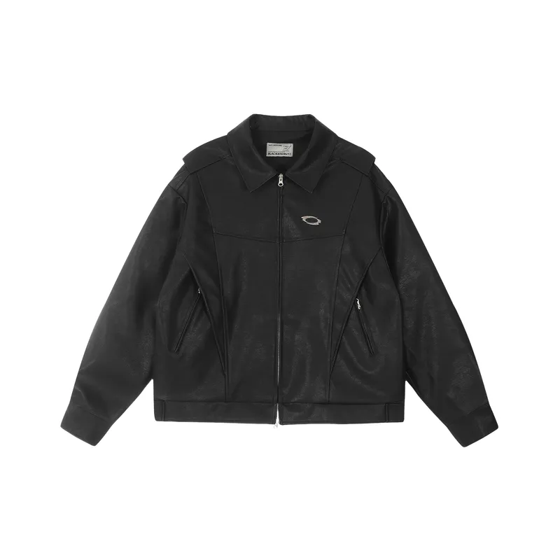 Simple Loose Leather Jacket-0