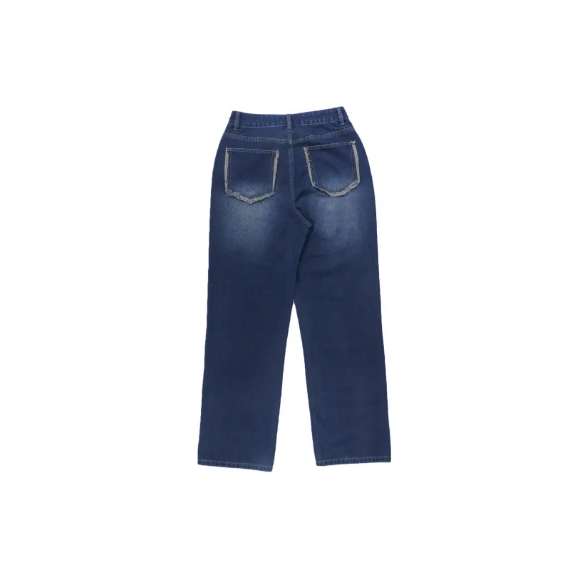 Casual Washed Loose Jeans-1