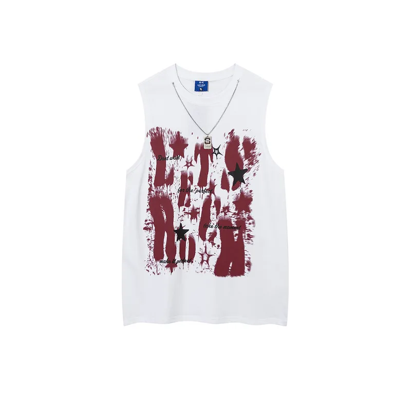 Casual Round Neck Graffiti Vest-2